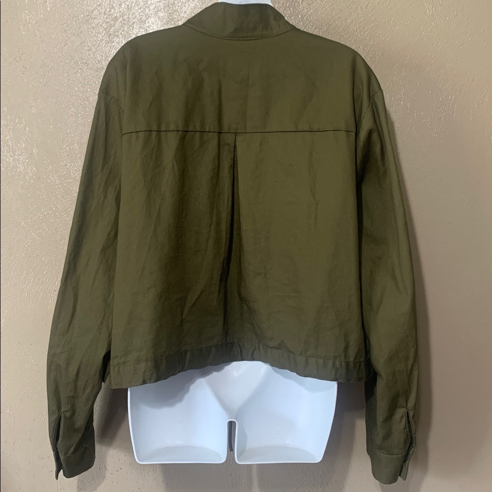 Ashley Stewart size 18/20 Olive Green Sequin Utility Jacket - Picture 3 of 4